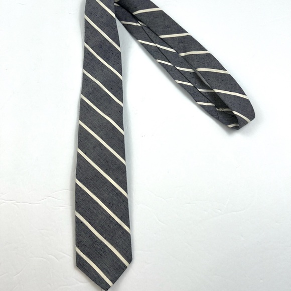 J. Crew Linen Cotton Nautical Stripe Men’s Tie Navy & White O/S Professional - Picture 2 of 7